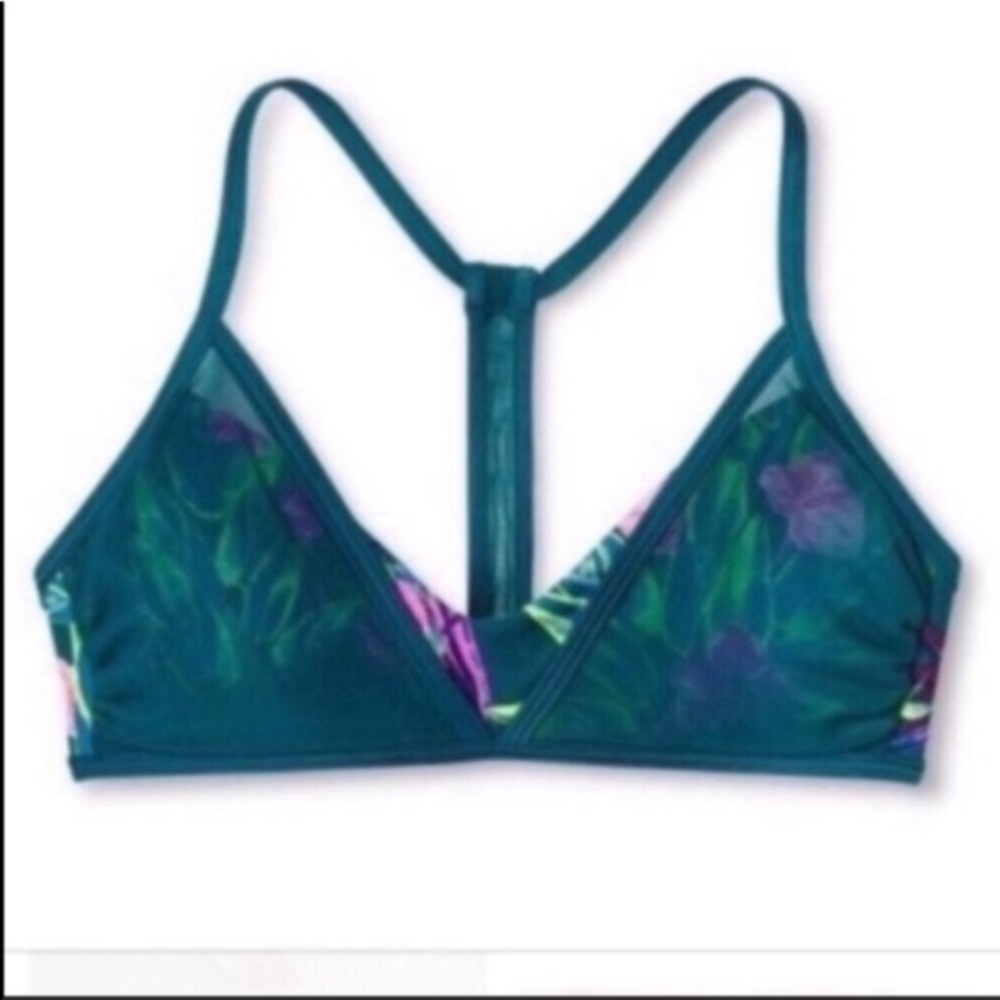 - Xhilaration Green Floral Bikini Top - Picture 2 of 5